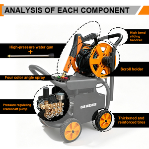 Lavadora de Autos Compacta de Alta Presión, Equipada con Ruedas para Fácil Movilidad HT-22, Alta Potencia de Limpieza, Motor de 4HP - Product Image 3