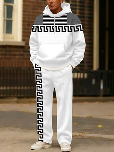 Completo Casual da <span class=keywords><strong>Uomo</strong></span> con Cerniera a Contrasto di Colore, Stile <span class=keywords><strong>Street</strong></span> Americano, Nuova Collezione 2025, Set Due Pezzi con Felpa con Cappuccio - Product Image 6