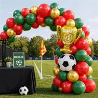 Rote und Grüne Fußball-Ballons Metall-Gold-Trophäe Fußball-Folienballons Jungen Sport-Thema Geburtstag Rugby-Star-Set Spiel-Party-Dekoration