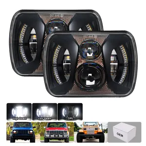 75W Truck Sealed Beam Head Light 5X7" 7X6 Auto Square Headlamp Led Projector Headlights For Jeep Cherokee Xj