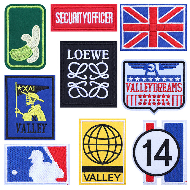 Mixed Embroidery Patches  Iron-On or Sew-On Badges for Clothes, Hats, Bags DIY with Letters, Flags, Symbols & Icons
