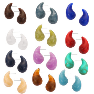 Multi Colors Resin <b>Studs</b> <b>Earrings</b> for Women | 18K PVD Gold Plated Stainless Steel | Waterproof, Hypoallergenic & Durable - Product Image 1