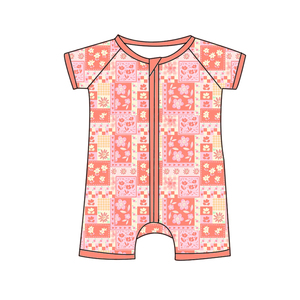 Kör Kutu Özel Bambu/Spandeks Tulumlar Erkek Kız Bebek Giysileri Ördek Baskılı Çift Yönlü Fermuarlı Şortlar - Product Image 3