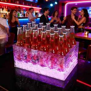Cubo de hielo iluminado con LED, rectangular, de acrílico, enfriador de cerveza y licor para bares, KTV, fiestas, bañera para bebidas - Product Image 1