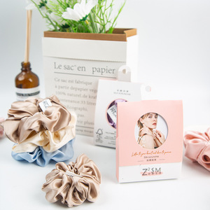 Chouchou en soie à haute élasticité, couleur unie, pour usage quotidien - Product Image 1