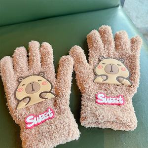 Guantes de Algodón con Forro Polar para Mujer, Lindos, para Otoño e Invierno, Cálidos, para Niños, Uso en Exteriores, con Pantalla Táctil, para Montar, para Niños de 7 a 12 Años, Lisos - Product Image 3