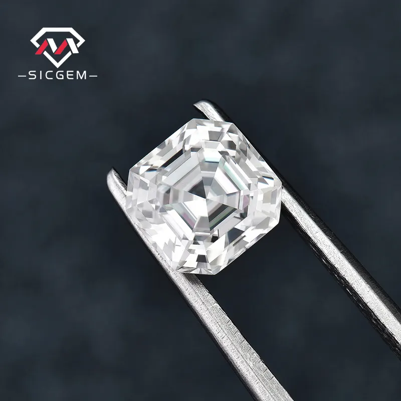 SICGEM Custom 6mm 1Ct VVS White Asscher Moissanite D Color Lab ha creato gemma sfusa Moissanite Diamond