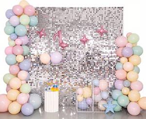 Panneau de décoration, toile de fond murale illuminée argentée scintillante, pour mariage, anniversaire, fiançailles et fête prénuptiale - Product Image 5