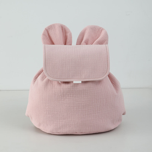 丈夫で軽量な卸売バックパック、キュートなウサギ耳付き巾着式コットン製スクールバッグ、カスタム可能 - Product Image 3