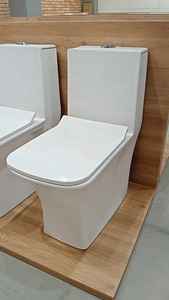 Meteor Sanitaryware Juego de cerámica de una pieza de doble descarga Villa moderna Baño Escuela Baño Hotel Uso Alargado P-Trap Inodoros - Product Image 3