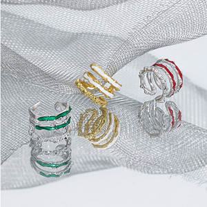 FUAMAY — boucles d'oreilles Triple couches en émail, bijoux argentés 925, en rouge, vert et blanc, 925, <span class=keywords><strong>prix</strong></span> en grammes - Product Image 3