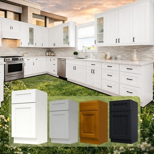 Armoire de rangement en bois massif pour cuisine |   Meubles de cuisine en gros pour les constructeurs |   Armoire de cuisine Shaker, entrepôt américain - Product Image 1