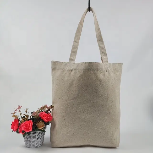 Tuval pamuk saklama çantası erkekler ve kadınlar için kahverengi keten çantalar özelleştirilmiş cep Tote kanvas çanta