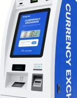 Machine d'échange de monnaie et de billets en espèces Jinrui FCM-501S en libre-service, écran tactile 19 pouces, scanner de passeport, machine d'échange de devises étrangères