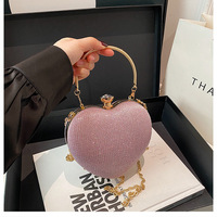 Sac à chaîne en PU le plus vendu pour femmes - Sac de soirée orné de diamants avec bandoulière simple et fonction bandoulière