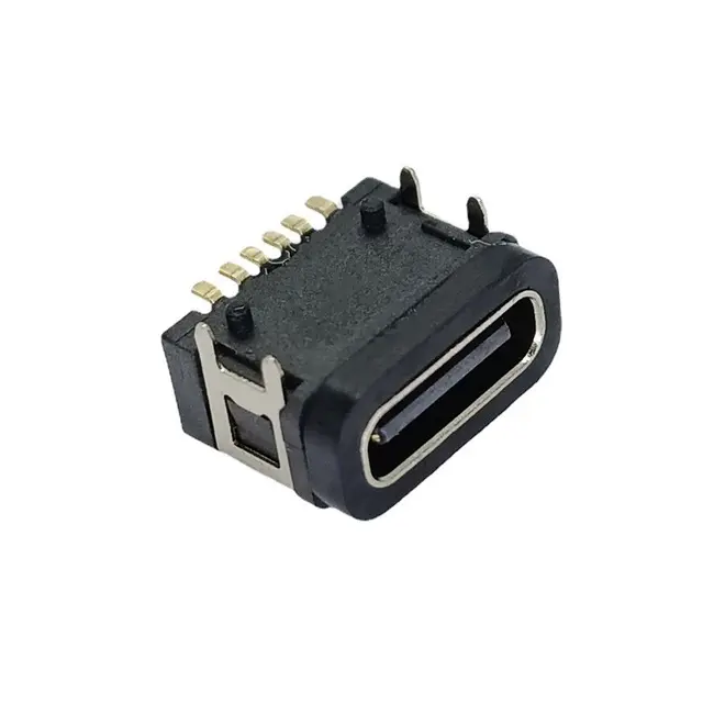 Waterproof USB connector type-C Female 6 pin board type-C Interface type vertical for mobile phone