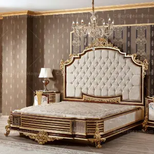 Luxury wooden Carved Bedroom Furniture and dressing mirror set Royal Turkey Bedroom Furniture Set