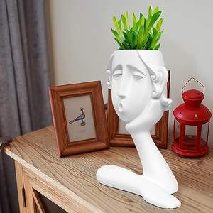 Maceta facial Maceta Suculenta Maceta Cabeza Maceta Resina única <span class=keywords><strong>Macetas</strong></span> <span class=keywords><strong>pintadas</strong></span> a mano <span class=keywords><strong>con</strong></span> orificio de drenaje - Product Image 3