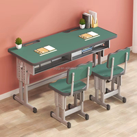 Ensemble de bureau et chaise scolaire moderne optimisé pour les enfants, réglable en hauteur, en métal, pour deux personnes, écologique