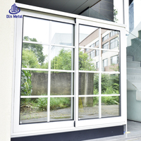 Ventana Corredera de Vidrio con Rejilla y Revestimiento Verde, Diseño Ultra Estrecho, Ventana de Aluminio Blanco Personalizada, Insonorizada, Doble Acristalamiento con Mosquiteras