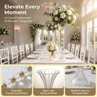 Vases en acrylique transparents en forme de trompette, supports à fleurs en cristal, grands vases pour centres de table de mariage, fêtes, réceptions, anniversaires et décoration intérieure