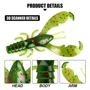 Esca Morbida Spinpoler per Pesca ai Gamberi 7,5cm, Esca Artificiale in Silicone a Forma di Gamberetto per Pesca in Acqua Dolce di Spigole, Merluzzo, Trota Maculata - Product Image 3