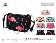 Monedero con Correa Larga Estampada de Doble Estampado, Diseño de Flamencos, Cierre de Cremallera de 7 Pulgadas, Mini Cartera Unisex de Poliéster - Product Image 1