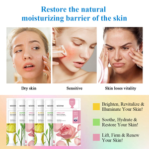 Masque facial hydratant à la niacinamide, au théier, à l'extrait de camomille et de rose, et au collagène, 3 types, marque privée OEM - Product Image 4