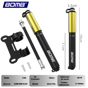 Bomba de Bicicleta Mini Portátil, Inflador de Neumáticos de Bicicleta, Bomba de Aire de Aleación de Aluminio, Bomba Manual, Venta al Por Mayor - Product Image 4