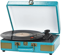 Tocadiscos Clásico con Maletín, Reproductor de Vinilos con Múltiples Funciones, Conexión BT y Salida de Línea