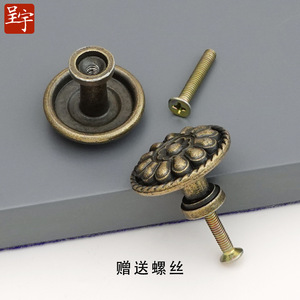 Antique Bronze Round Drawer <b>Knob</b> Zinc Alloy Forged Traditional <b>Cabinet</b> Handle Single Hole Furniture Hardware Accessory - Product Image 2