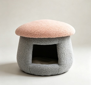 Cama de Lujo Personalizada para Gatos con Forma de Hongo, Cama para Mascotas con Taburete de Tocador para Perros Pequeños y Gatos - Product Image 1