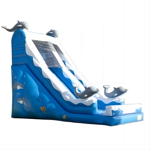 25.6ft Commercial grade used PVC tarpaulin super Dolphin inflatable water slide for sale