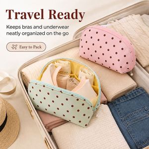 Petit sac de rangement pour soutien-gorge à motif de petits points, sac de voyage à fermeture éclair, organisateur de soutien-gorge, sac de protection pour femmes - Product Image 3