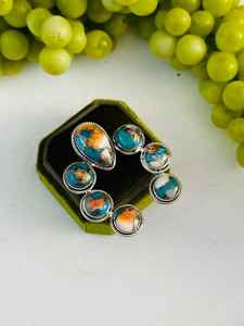 Anillo Naja de racimo ajustable de plata esterlina y turquesa Mohave hecho a mano del Sudoeste - Product Image 3