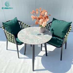 Sedia in Corda Intrecciata <span class=keywords><strong>Verde</strong></span> Serie Giardino con <span class=keywords><strong>Tavolo</strong></span> Rettangolare per Patio e Ristorante - Arredamento Moderno per Esterni di Hotel - Product Image 6