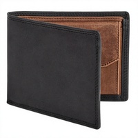 Dompet Kulit Asli RFID Bifold Crazy Horse Pria, Tempat Kartu, Kantong Koin, Dompet Tipis Vintage