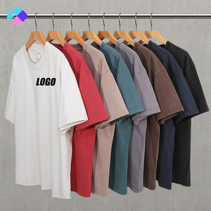 Factory Price 260G Heavyweight Washed T-shirt Distressed 100% Cotton Men TShirt Summer Oversized Crew Neck Custom Logo T Shirt - Product Image 4
