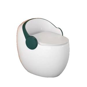 Toilette moderne en forme d'œuf, monobloc, à double chasse, blanc noir brillant, facile à nettoyer, siphonique, S-trap pour salles de bain - Product Image 5