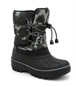 YLK405 Stivali Invernali per Bambini Impermeabili in Nylon Termico a Metà Polpaccio con Motivo Mimetico per Ragazzi - Product Image 1