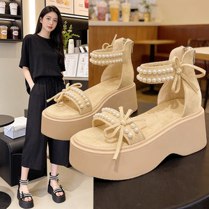 Impresionantes Sandalias de Plataforma con Perlas Estilo Hada para Mujer, Verano 2026, Nuevas Sandalias de Playa de Estilo Francés con Plataforma Alta para Vestidos - Product Image 2