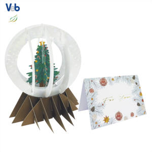 Tarjeta de Navidad Plegable 3D con Diseño de Esferas y Lámina Láser Transparente, Personalizada, Ecológica y Hecha a Mano - Product Image 4