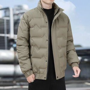 Abrigo de invierno acolchado de algodón para hombre con cuello de piel a la moda con logotipo personalizado, Chaqueta corta acolchada cálida de algodón acolchada - Product Image 1