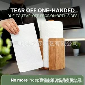 Cross-border bamboo bathroom tissue holder, household desktop cylindrical toilet <b>paper</b> holder, <b>kitchen</b> cling film holder - Product Image 5