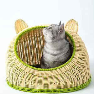 Fabricante de Muebles Personalizados, Cama para Mascotas Tejida a Mano con Ratán, Linda Cama con Diseño de Animales - Product Image 4