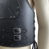 Ensemble de protège-bras demi-corps en cuir PU style Viking Nordique WJF23 avec motif boussole de dragon en relief, pour costume de chevalier médiéval, LARP et cosplay