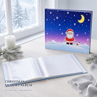 Album photo de Noël à faible MOQ avec couverture brillante gaufrée et pochettes photo transparentes en PP pour souvenirs de vacances – Vente en gros