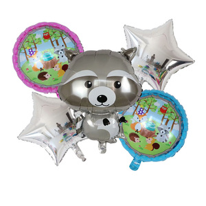 Venta al por Mayor de 5 Globos de Aluminio con Forma de Animales, Globos de Helio, Set de Globos de Safari, Bosque, <span class=keywords><strong>Erizo</strong></span>, Ardilla, Zorro, Mapache - Product Image 1