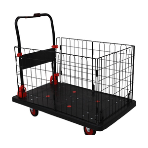 Chariot à main pliable en métal robuste, capacité de charge 300 kg, chariot à plateforme en acier avec cage en maille, chariot à roulettes avec poignée - Product Image 1