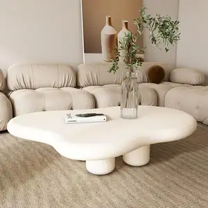 Nordic Modern Designer Light Creative Cream Cloud White Special Irregular Curved Shape Living Room Furniture Side Coffee Table